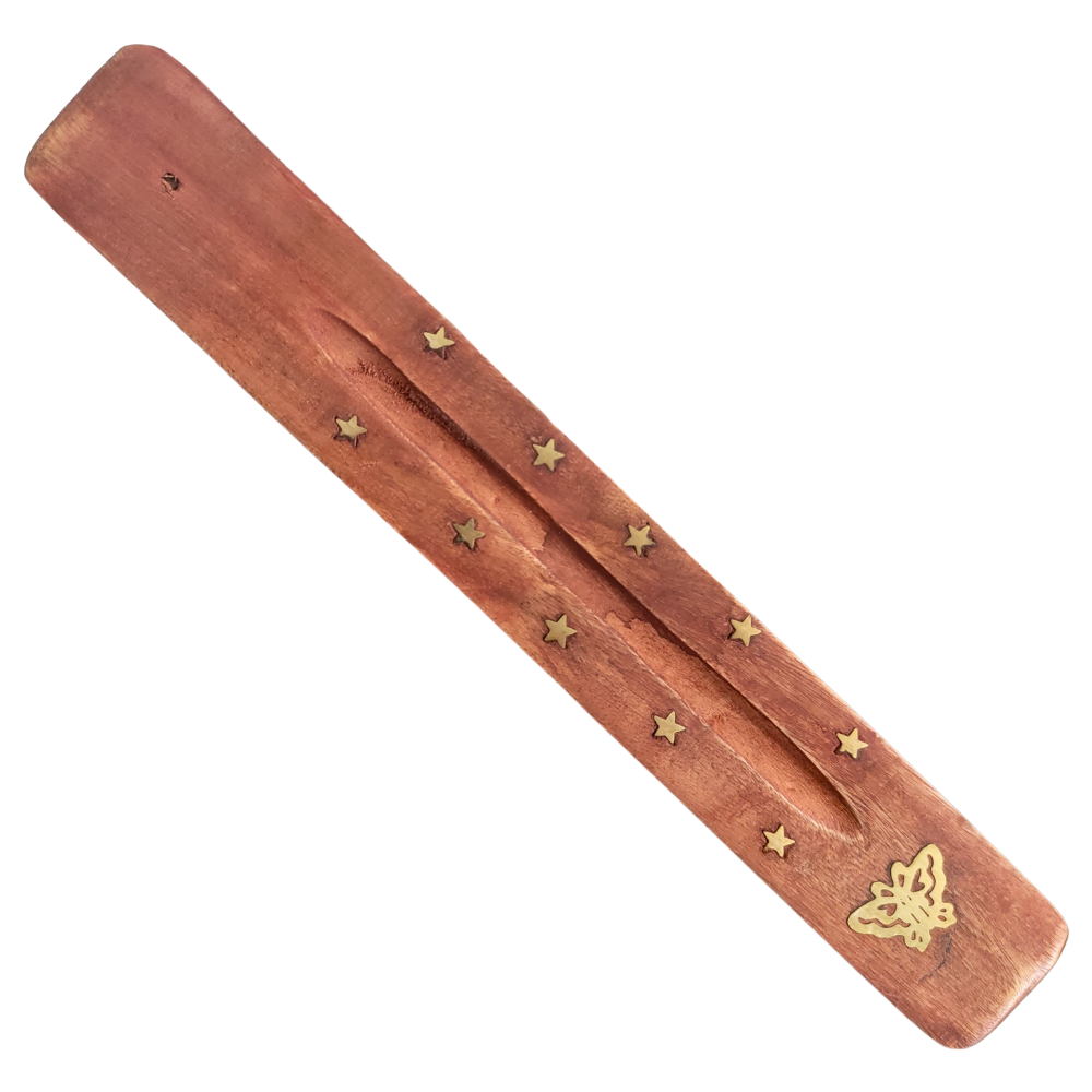 Butterfly Wood & Brass Incense Holder