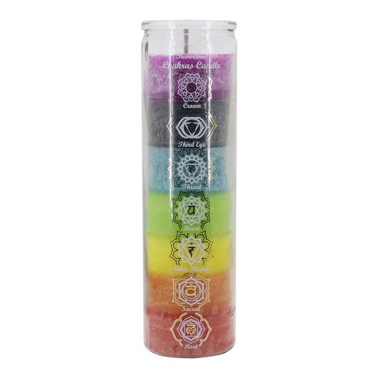 7 Chakras Glass Prayer Candle Unscented