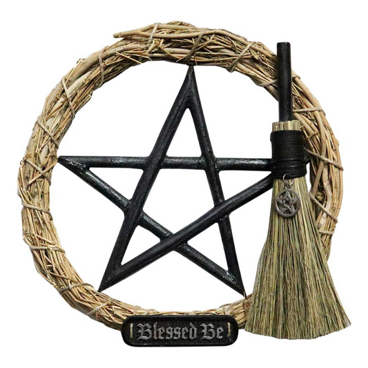 Pentacle with Broom Protection Wreath