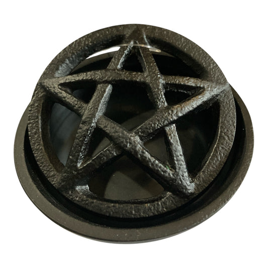 Cast Iron Incense Burner Pentacle with lid