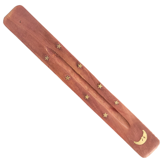 Moon Wood & Brass Incense Holder